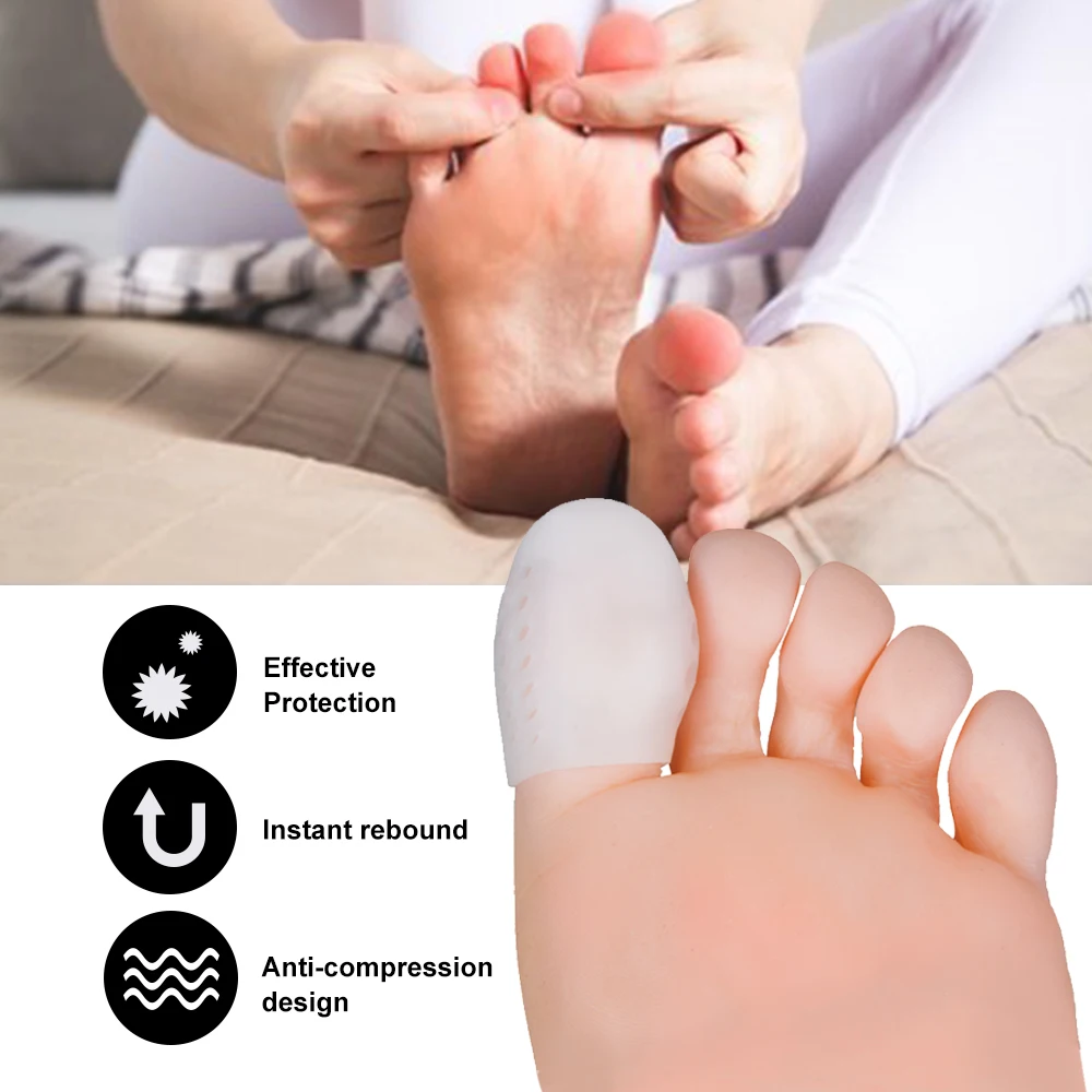 Toe Separators Manicure Pedicure Tools Toe Protector 6pcs Soft Big Toe Protector Silicone Toe Covers Tube With Holes For Corns Calluses Blister Separators Foot Care Tool D2979