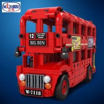 

487pcs Electric Double Layer London Bus Building Blocks for City Technic Car Creator DIY Bricks Educational Toys