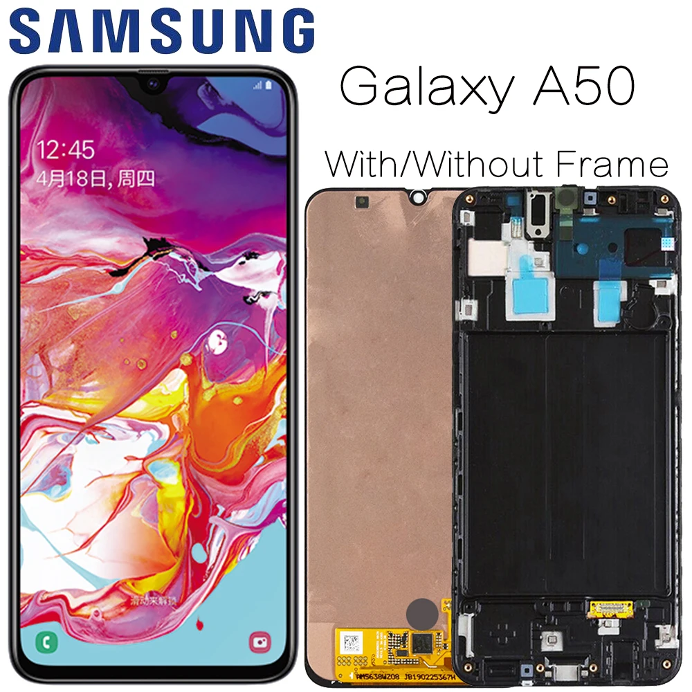 AMOLED для samsung Galaxy A50 SM-A505FN/DS A505F/DS A505 ЖК-дисплей кодирующий преобразователь сенсорного экрана в сборе с рамкой для samsung A50