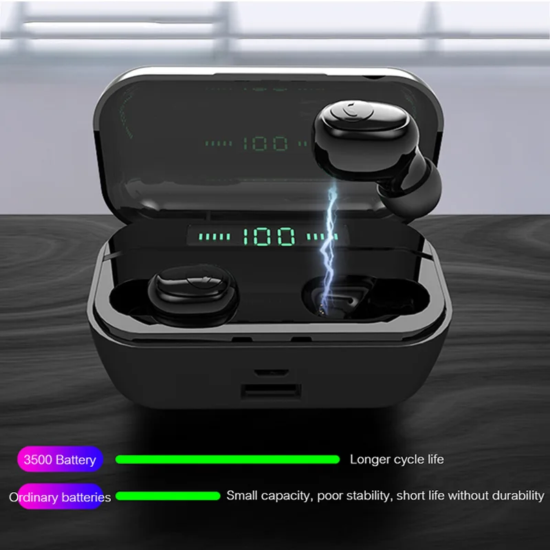 Новые Bluetooth наушники 8D стерео беспроводные наушники мини беспроводные наушники с 3500 мАч Внешний аккумулятор наушники