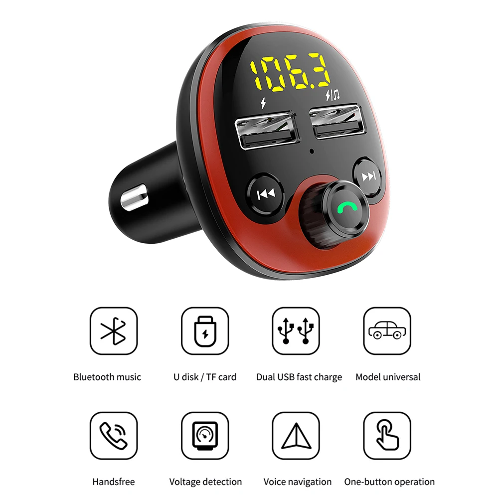Автомобильный Bluetooth 5.0FM передатчик для автомобиля, беспроводная гарнитура, Bluetooth, MP3 плеер, USB, быстрая зарядка, передатчик