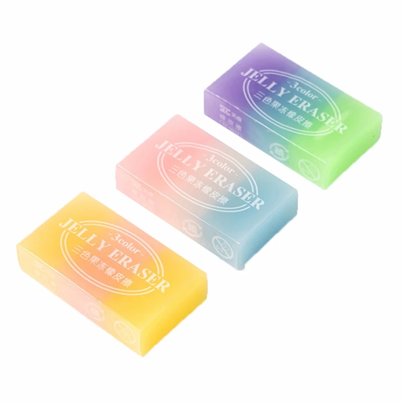 

1pcs Creative Candy Gradient Eraser Cute Colored Pencil Eraser Soft Durable Flexible Rubber Erasers For School Kids Jelly Gifts