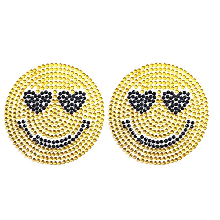 4   Love Pattern Breast Stickers Flower Smiley Colorful Rhinestones Chest Stickers For Women Fashion Jewelry Environmental Acrylic Sticker