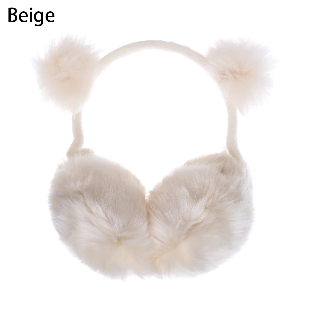 beige 1 шт., новые модные удобные теплые наушники для женщин и девочек с заячьими ушками, хлопковые плюшевые мягкие теплые зимние наушники с защитой ушей - Цвет: beige