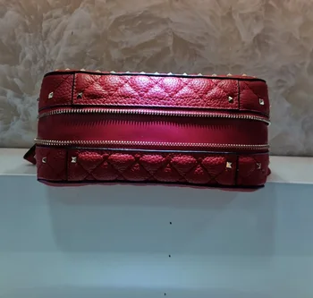

Genuine Leather Dianmond Lattice Rivet Shoulder Bag for Female Purses and Handbags Luxury Designer Crossbody Bags for Women