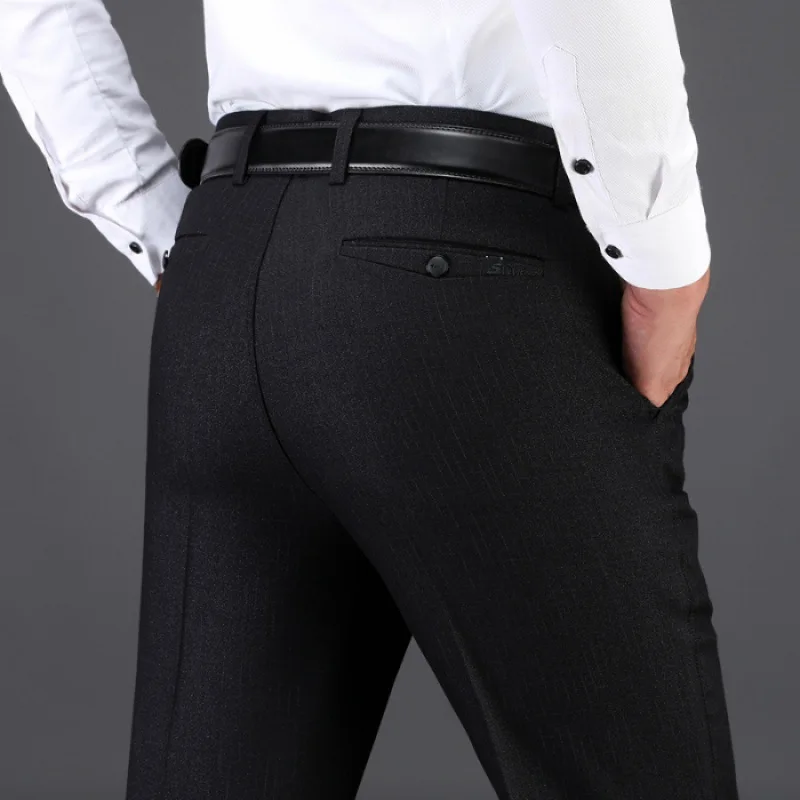 

Middle-aged Suit Pants Men's Loose Straight Elasticity Thick-Plus-sized High-waisted Middle-aged Suit Pants Dad