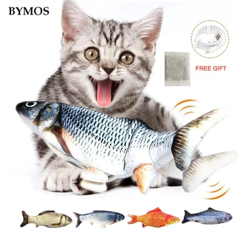 

Electric Cat Toy Fish USB Charger Interactive Realistic Cat Chew Bite Toys Catnip Supplies Kitten Fish Flop Cat Wagging Toy