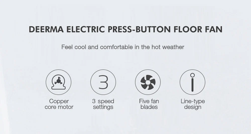Deerma вентилятор электрический Осциллирующий напольный вентилятор 3 скорости 5 лопастей кнопка управления для домашнего офиса кулер стоящий вентилятор