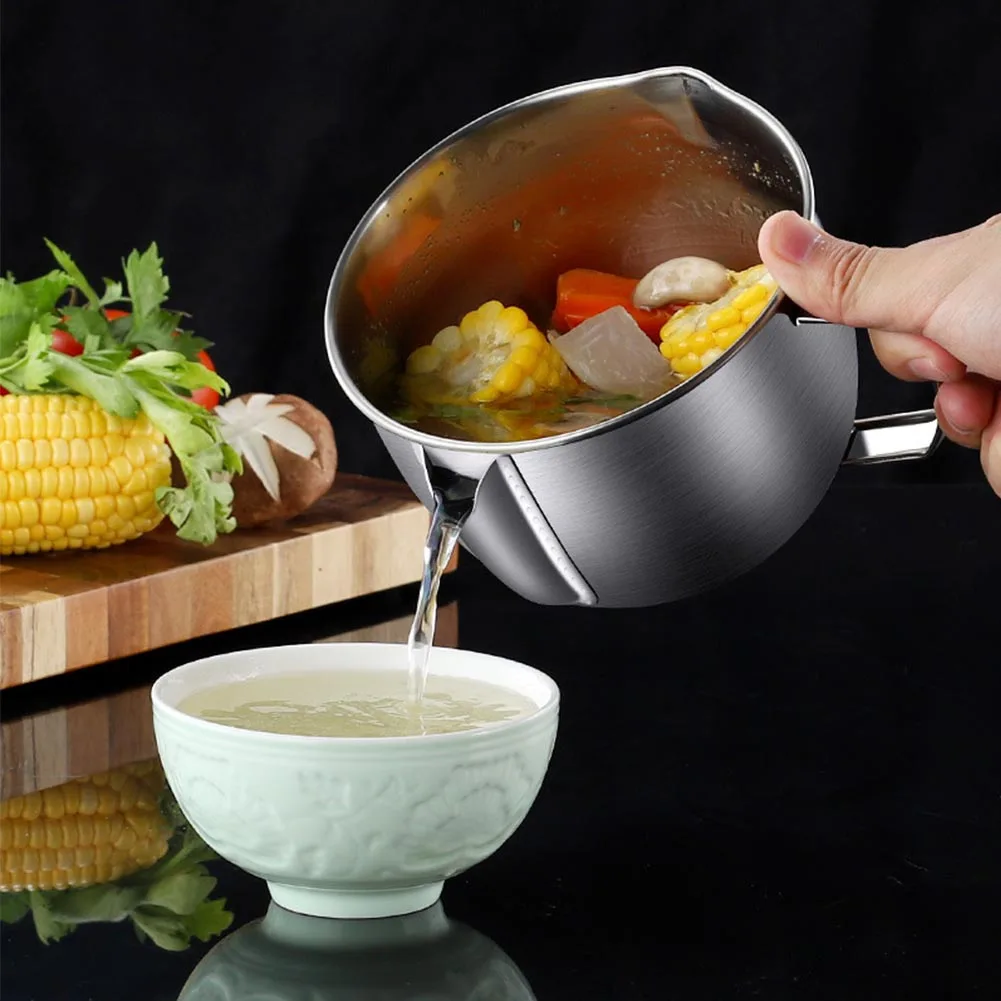 Ситечко с разделенной ручкой, кухонный инструмент для приготовления пищи, суповая из нержавеющей стали, фильтр для соуса, домашний масляный разделительный горшок