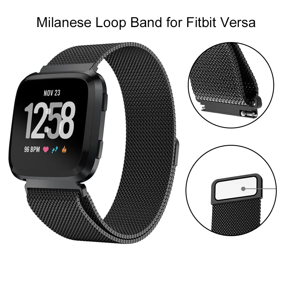 Магнитные ремешки для часов для Fitbit Versa, ремешки для женщин и мужчин, Миланская петля, стальной металлический ремешок для мужчин, ремешок для Fitbit Versa