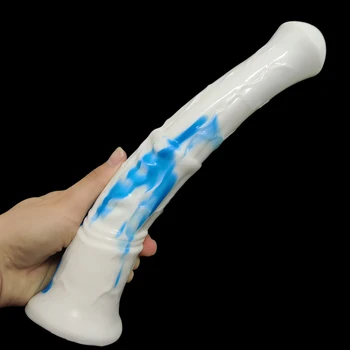 YOCY Realistic Horse Dildo Long Stimulator Aniaml Fake Penis Silicone Colorful Butt Plug Sucker Dildos Couples Toys Masturbation 4