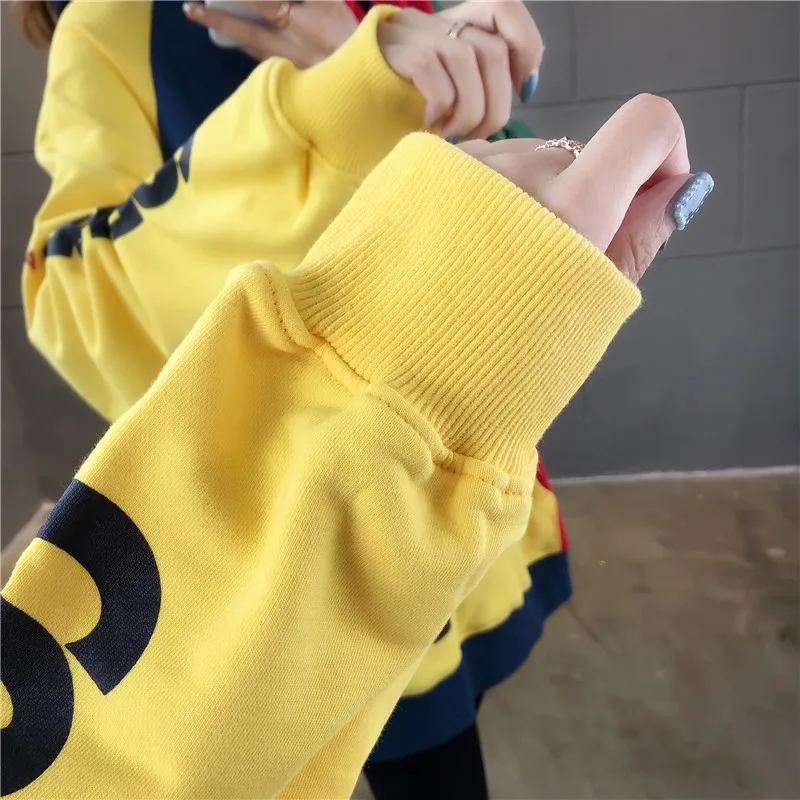 Новые негабаритные толстовки для женщин осень 2019 тонкий хит цвет Harajuku Толстовка