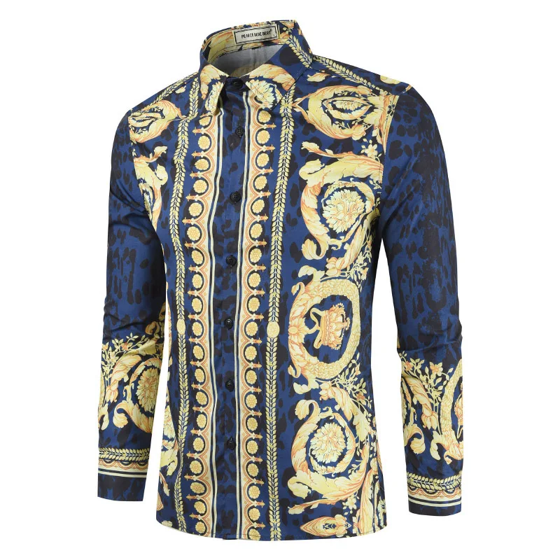 Camisa Masculina/осенние рубашки для мужчин; Повседневная рубашка с длинными рукавами и принтом; Новая Осенняя Модная приталенная Мужская классическая мужская рубашка