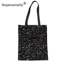 Nopersonality в виде математических формул и Doodle шаблон парусиновые сумки из натуральной кожи Для женщин сумка через плечо для девочек персонализированные женские сумки с верхней ручкой