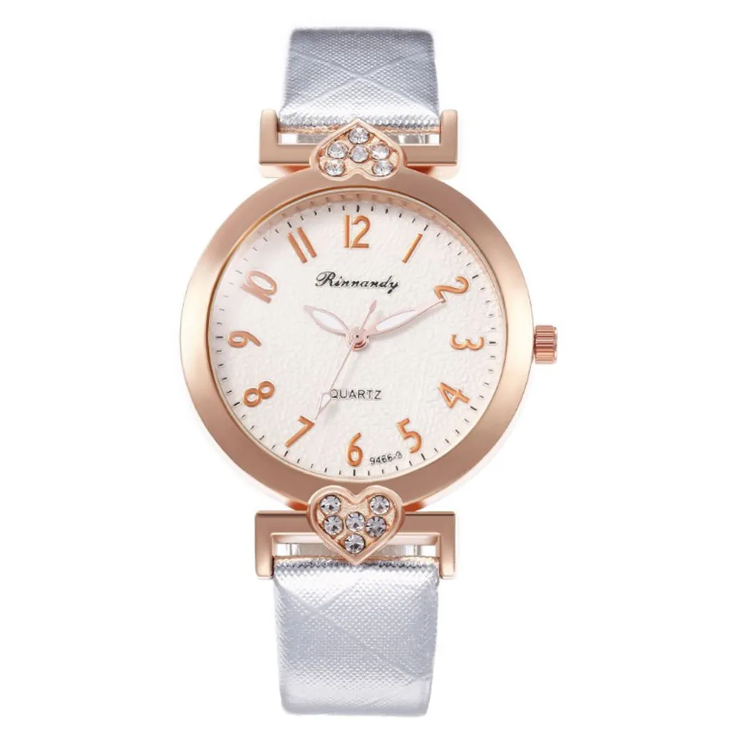 

New Fashion Watches Women Round Digital Dial Ladies Casual Dress Quartz Wristwatch Soild Color Rhinestone Gift Reloj Mujer @50