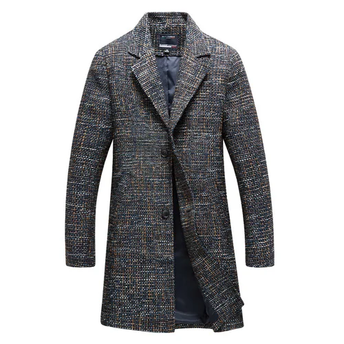 Новое поступление, шерстяное пальто средней длины для мужчин, осенне-зимний модный Тренч, мужская приталенная куртка, пальто, большие размеры, 6XL - Цвет: navy