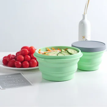 

Travel Portable Silicone Folding Bowl Multi-function Children Baby Travel Outdoor Tableware with Lid Folding Instant Noodle Bowl