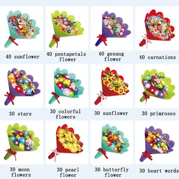 

Children Toy 1Pcs Multicolor Room Decoration DIY Handmade Flowers Shape Button Bouquet Children Educational Toys Festive Gift