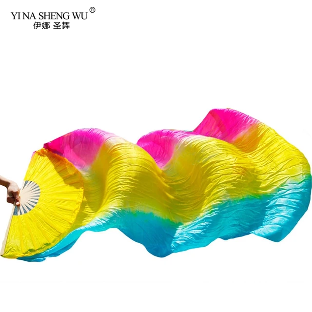 1 Piece Imitation Silk Colorful Belly Dance Fan Handmade Fan For Kids/Women Bellydance Long Fan Chinese Dance Fan Veil 22 Colors Color 20