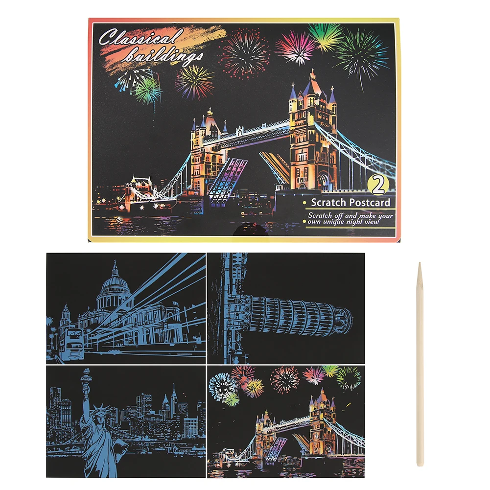 Drawing-Toys Painting-Paper Puzzle Scratch Magic Doodle DIY 4pcs Famous
