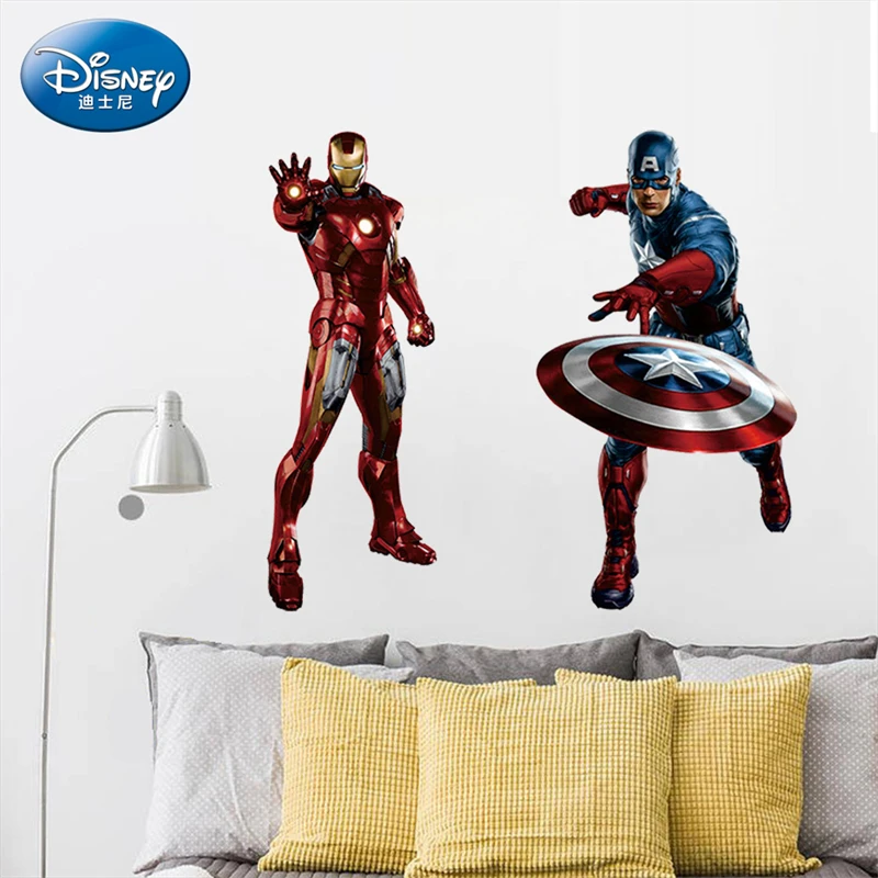 Spiderman Avengers Wall Sticker Children Bedroom Wallpaper Boys Kids Room Poster 3d Self-adhesive Vinyl Decals Home Decor Mural 