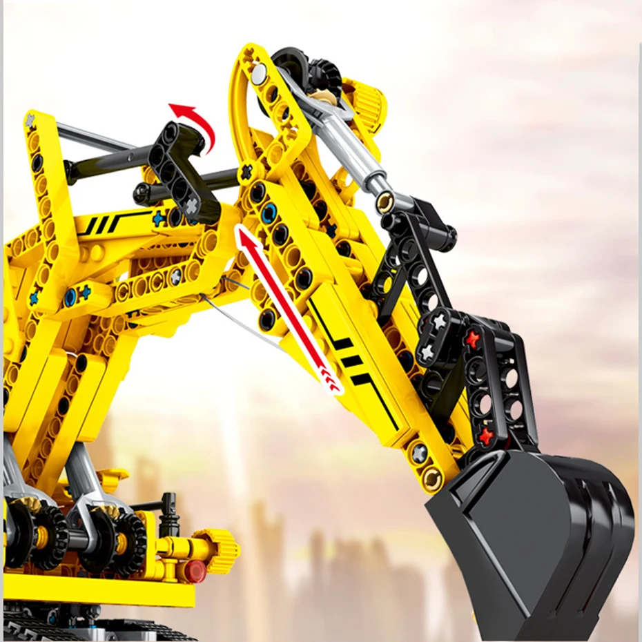 Najtaniej 841 sztuk koparka klocki transport Technic wywrotka inżynieria samochodowa budowa miasta cegły Diy klocki WJ039