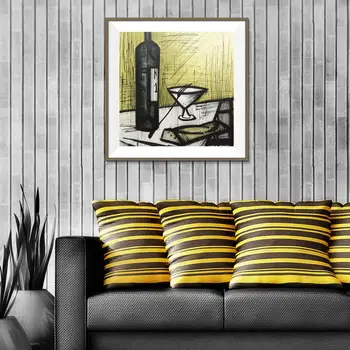 

Bread and Wine Still life Abstract Bernard Buffet Frameless Unframed Canvas Oil Painting Spray straw Realistic kitchen Scarf