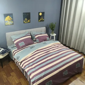 

Twin size stripe 4pcs bed sets,bed sheet pillowcase quilt cover suit