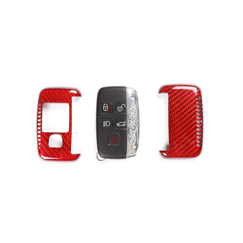 For Land Rover Discovery sport LR4 For Range Rover Sport Vogue Evoque For Jaguar XE XF Red Real Carbon Fiber Car Key Shell Cover