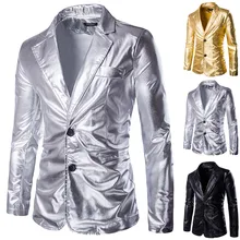Мужские Индивидуальные Горячие тиснения глянцевые костюмы модный персональный, шикарный мужской пиджак однорядные две пряжки маленький костюм