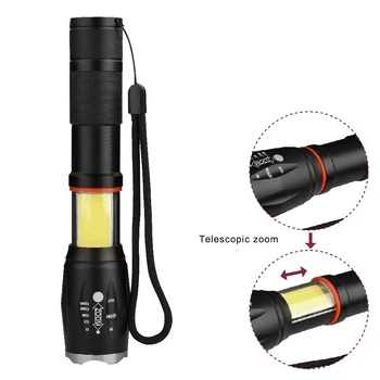 

T6 LED Telescopic Zoom 8000LM Tactical Portable Flashlight Camping Light