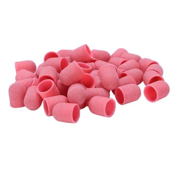 

50Pcs Pink Nail Sanding Bands Nail Drill Bit Grip Machine For Manicure And Pedicure Nail Art Accessories Rubber Mandrel