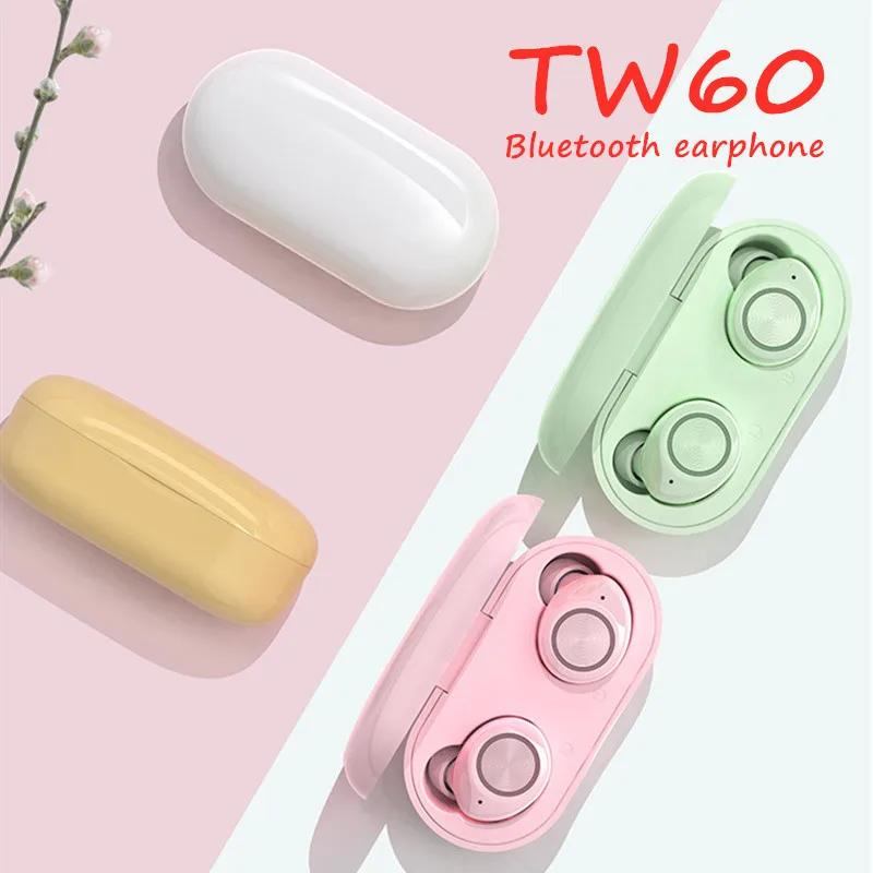 

TWS TW60 Pink Cute Bluetooth 5.0 Glowing Earphone Binaural Wireless Earbuds Touch Control Hifi Stereo Noise Reduction Headphones