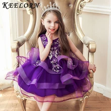 Keelorn/платье принцессы с вышитыми цветами для маленьких девочек; детское платье-пачка для свадебной вечеринки; модная детская одежда для маленьких девочек