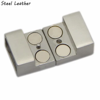 

20pcs/lot custom logo hole:12*5.7mm Stainless Steel Magnetic Clasps Wide Flat Leather Cord Clasp Bracelet Magnet Buckle Closure