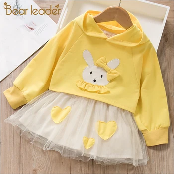 

Bear Leader Girl Dress New Brand Gilrs Princess Dresses Cartoon Rabbit Party Dress Kids Spring Floral Dresses Children Clothing