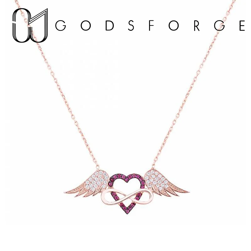 

100% 925 sterling silver love heart wing pendant necklace for women fashion jewelry original design with gift box