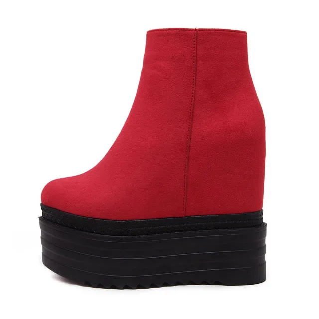 LTARTA/ г., женские пикантные красные осенне-летние ботинки на платформе с круглым носком модная обувь осенние ботинки до середины икры на каблуке