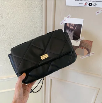 

Female women small bag simple style PU leather new cross body bag vintage messenger shoulder women's handbag chain y-09k2