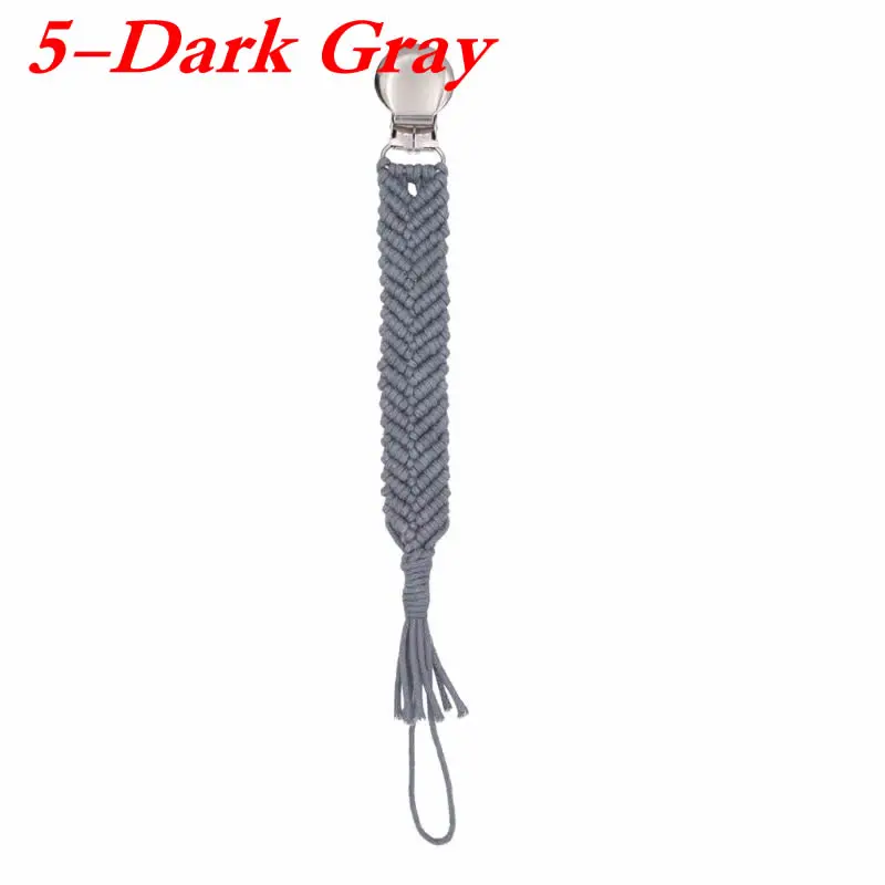 5 Dark Gray Винтажная простая вязаная крючком хлопковая Соска-пустышка, Детская Хлопковая цепочка с кисточками для соска для новорожденного, соска, жевательная игрушка, пустышки, клипсы - Цвет: 5 Dark Gray