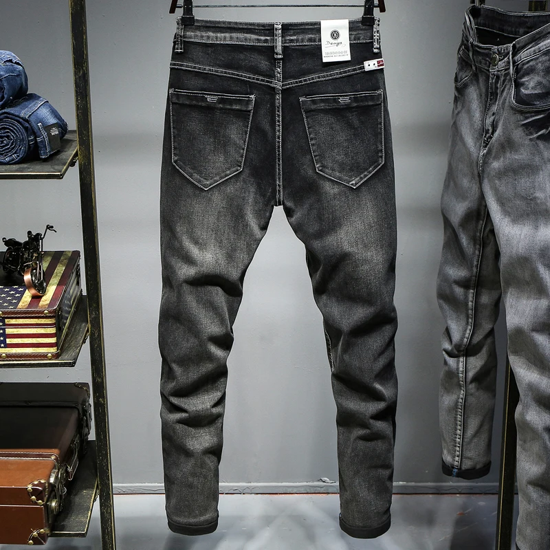2020 Стрейчевые обтягивающие джинсы мужские брюки брендовая одежда осень зима