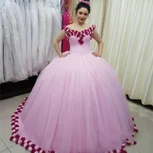 Розовое фатиновое бальное платье пышные платья с 3D цветами ручной работы, жемчугом, принцесса, милые 16 платья vestidos de 15 anos, платье для выпускного вечера