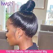Perruque Lace Frontal Wig 360 brésilienne naturelle, cheveux lisses, 13x4 13x6, Transparent HD, densité 180, 360