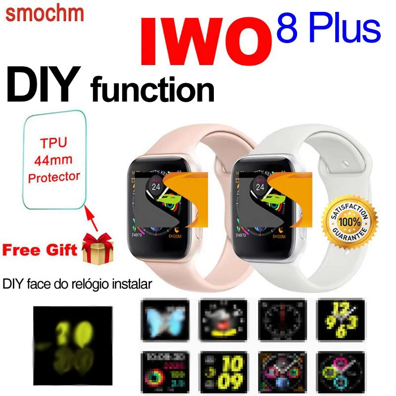 Smochm 44 мм IWO 8 Plus DIY 1:1 часы 5 Смарт-часы Bluetooth умные часы спортивные MTK2502 часы шагомер для iPhone Android huawei