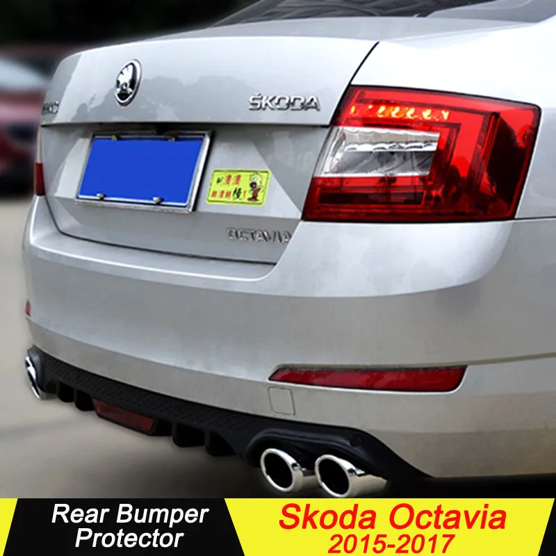 

UBUYUWANT For Skoda Octavia Rear spoiler Rear Bumper Diffuser Bumpers Protector For Octavia Body kit bumper 2015 2016 2017