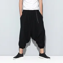 Модные мужские шаровары, Свободные повседневные уличные брюки с эластичной резинкой на талии, широкие брюки в непальском стиле, большие брюки с заниженным шаговым швом для танцев