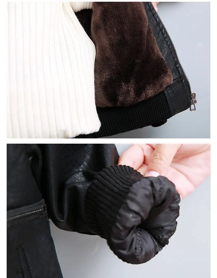 2 3 4 5 6 7 8 9 Years Boys Jackets Autumn Winter Thicken PU Leather Clothing Toddler Baby Coats Boys Winter Outerwear Leather