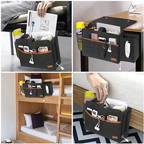 Bedside Storage Bag,Multi-Pocket Hanging Bag Storage Holder Organize Tissue ,Mobile Phone, Charger for Bedroom ,College Dorm
