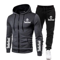2021 novos conjuntos casuais dos homens com zíper hoodie + calças duas peças casual treino masculino roupas esportivas ginásio marca suor terno