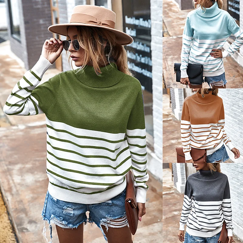Special sale autumn and winter ladies knitted pullover turtleneck sweater casual slim pullover Femme fashion stretch pullover